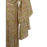 Paloma Blue Kimono Duster Cover Up Robe Maxi 100% Silk Slit Sides M/L Yellow Size M Photo 2