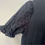 Joie  Eyelet Puff Sleeve Knit Cotton Short Sleeve Crew Neck Blouse Pullover Top M Photo 2