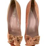 NEW Red Valentino Coral Pink Leather Bow Open Toe Pumps Size 39 Heels Photo 2