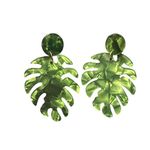 Green acrylic palm leaf earrings Photo 0