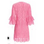 Boston Proper  Eyelet Tiered Sleeve Tunic Dress Scalloped Begonia Pink Size XS Photo 2
