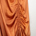 House of Harlow 1960 Auburn Orange Satin Side Ruched Midi Dress Size Large Photo 3