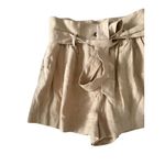 Frame Beige Linen High Waist Paper Bag Shorts Size 6 Photo 4