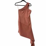 Keepsake Terracotta One Shoulder Asymmetric Bodycon Cocktail Dress Sz M Photo 2