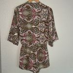 Elan  Sanibel Beach Romper Tan Pink Paisley Shorts One Piece Vacation Resortwear Photo 4
