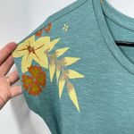 Toad & Co Teal Green Floral Print Short Sleeve Tie Waist Tencel Cotton Dress Photo 5