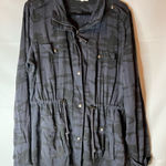 Maurice's Black and Blue Camouflage Utility Jacket Photo 0