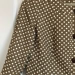 Talbots  Button Front Jacket 12P Brown White Geometric Print 100% Cotton Office Photo 3