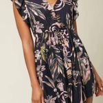 O'Neill  Black Mini Wrap Dress Tropical VNeck Brennan Coconut Girl Size Small NWT Photo 3