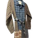 Riley Vintage x Free People Flannel Patchwork Midi Belted Shirt Dress XS / Small Blue Photo 1