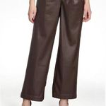 Time And Tru New Women’s Brown Faux Leather Hog Rise Wide Leg Trousers Size 14 Photo 0