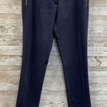 ZARA  Basic‎ Womens S Pants Navy Blue Straight Leg Cropped Flat Front Stretch Zip Photo 0