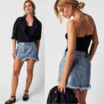 One Teaspoon Free People Blue Future Junkyard Micro Mini Skirt 25 Shimmer Fray Photo 8