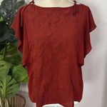 Mossimo Supply Co Massimo Embroidered Blouse top with tassel tie details terracotta Photo 0
