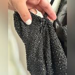 Scala black beaded gown with adjustable straps slant hemline keyhole small Photo 4
