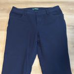 Ralph Lauren Lauren Womens Navy Blue Straight Leg Pants Size 14 Cotton Blend Photo 2