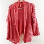 Free People I'll Be Around Chunky Fringe Cardigan Sweater Coral Pink XS Photo 0