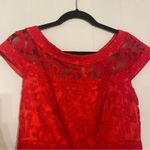 Tadashi Shoji Embroidered Banded Lace Cocktail Dress Flame Red Bateau Neck (10) Photo 2