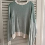 Nordstrom Von Maur cream and teal sweater Photo 4