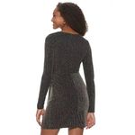 Three Hearts Three Pink Hearts Long Sleeve Side Knot Dress Black Sparkle Junior's Size XL Photo 1