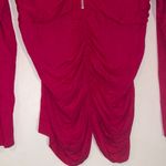 Chic Zippered Hot Pink Blouse with Zipper Shoulders & Front Gathered Middle L Size L Photo 1