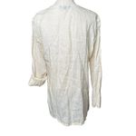 Lands' End Shirt Womens Ivory Linen Lagenlook Coastal Beaded Swim Cover Tunic M Photo 4