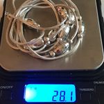 Sterling Silver Long Barrel Disco Ball Beaded Chain Necklace Photo 9