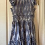 Saylor Zinnia Blue Ruffled Ikat Voile Mini Dress Size Small Photo 2