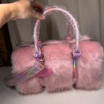 DOLLS KILL SUGAR THRILLZ PINK FAUX FUR SHAGADELIC HOLOGRAPHIC WEEKENDER NWT Photo 2
