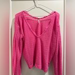 Free People  Dream Girl V-Neck Bishop-Sleeve Pink Top Size Small Photo 2
