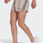 Adidas Womens Run Icons 3-Stripes Taupe Running Shorts Size S3” Photo 0
