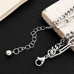 Double Layer Link Chain Bracelet for Men Women Streetwear Unisex Style Silver Photo 4