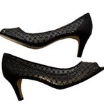 Adrianna Papell Vintage Black Bedazzled Peep Toe Heels Women's Size 10 Photo 0