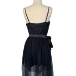 Forever 21 Black Bustier Mesh Midi Party Dress Collection Formal Satin Bow Prom Goth Size L Photo 10
