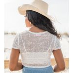 Pink Lily DUNE DREAMS IVORY METALLIC THREAD DETAIL OPEN KNIT SWEATER T-SHIRT Photo 1