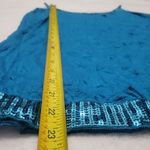 Y2K Blue Sequin Cami Tank Top Disco Crinkle Turquoise Aqua Women’s size Large Photo 5