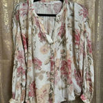 Anthropologie Frye x  Elden Floral Peasant Blouse Pink Cream XS Photo 0