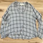 Cloth & Stone Anthropologie  Metallic Plaid Ruffle Neck
Flannel Top Womens Medium Photo 1
