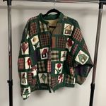 Vintage Handmade Christmas Quilt Bomber Jacket Size L/XL Green Photo 0