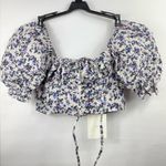 70/21 Off-Shoulder Floral Print Puff Sleeve Crop Top Size XS NEW Photo 2