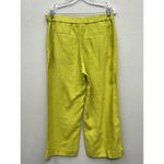 J. Jill Love Linen Pants Women's Small Lime Green 100% Linen Wide Leg Cropped Yellow Photo 1