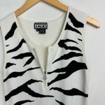 Vtg Y2K Zebra Stripe Ribbed Top Sz Large Quarter Zip Sleeveless Tank Black Photo 3
