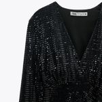 ZARA NWT  Shiny Shimmer Appliqué Draped Mini Dress Photo 7