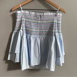 Belle Sky Belle + Sky Blue Off the Shoulder Peplum Top NWT Delight Blue Strip Size Small Photo 3