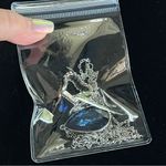 Blue stone Jewelry Set, Necklace, Earrings and Cocktail Ring Silver Photo 14