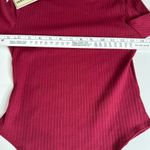 The Giving Movement Bodysuit Ribbed Long Sleeve Maroon Burgundy Size S Red Photo 4