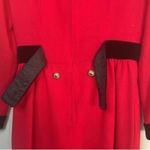 Saks 5th Avenue ✅Saks Fifth Avenue Vintage Red Vintage Long Sleeve Dress Black Velvet Trim Photo 9