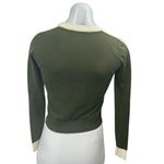 ZARA  Women's Green Cream Colorblock Long Sleeve Cropped Sweater Top Size S Photo 1