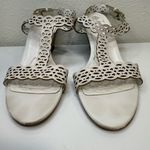 Isola  Fleur Laser Cut White Wedge Sandals Size 8.5 VGUC Photo 1