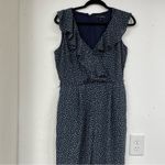 Banana Republic  Blue White Spotted Ruffled Wide Leg Jumpsuit Womens 6 Sleeveless Photo 1